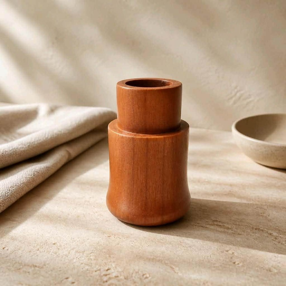 Vintage Dansk Teak Candleholder – Danish Modern, Two Tier Silhouette, Thai Teak